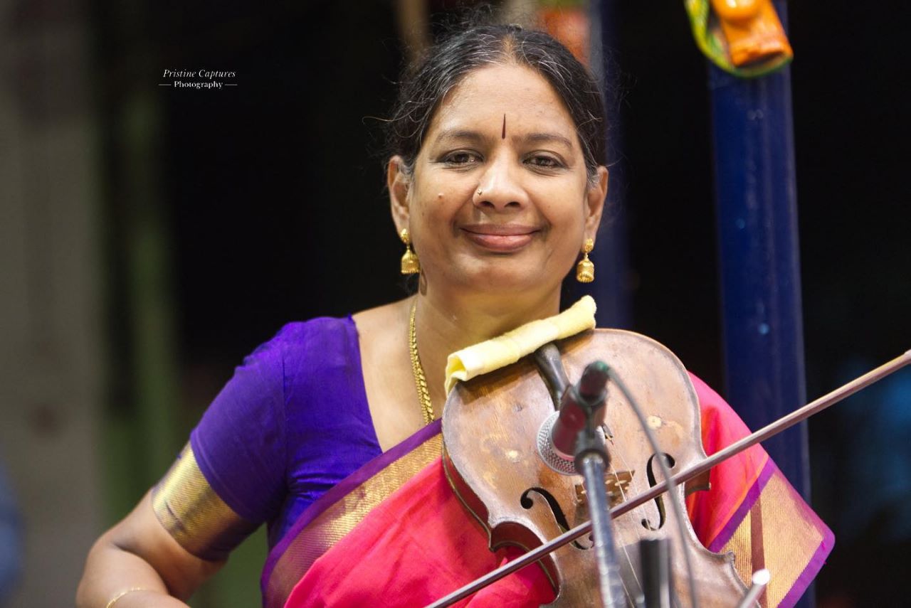 Dr. R Hemalatha playing the violin